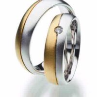 Unica Anelli Nuziali Oro Bianco, Diamanti, Giallo Mf05 Prezzo Fedi