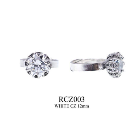 Yvone Christa Silver Ring W. Tulip Cup Cz Rcz003 Anelli